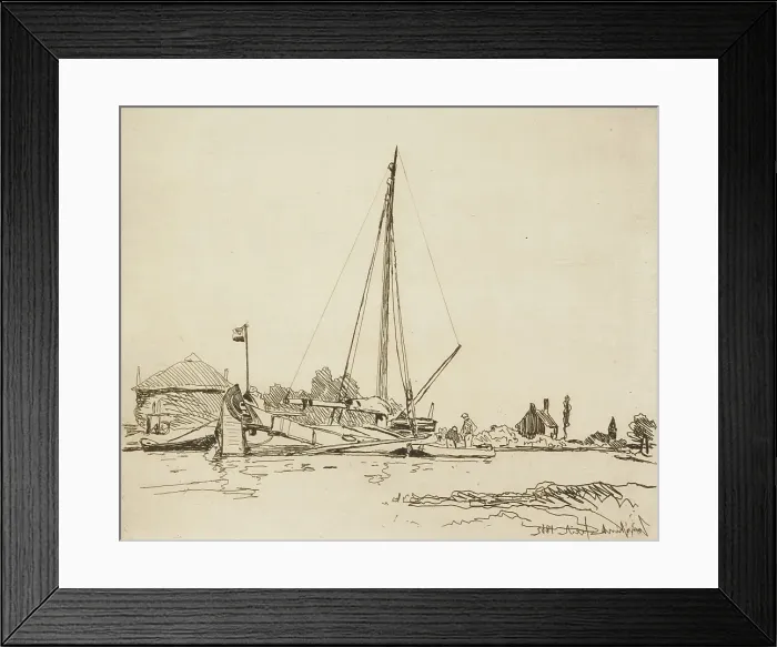 Framed Print : The Moored Boat, 1862. Creator: Johan Barthold Jongkind Framed Print : The Moored Boat, 1862. Creator: Johan Barthold Jongkind