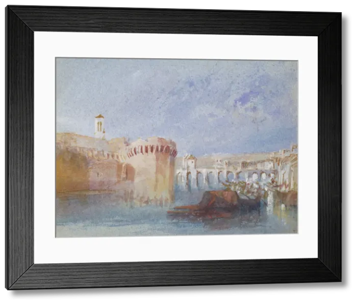 Framed Print : Angers: The Walls of the Doutre with the Tower of the Church of La Trinite, about 1826. Creator: JMW Turner Framed Print : Angers: The Walls of the Doutre with the Tower of the Church of La Trinite, about 1826. Creator: JMW Turner