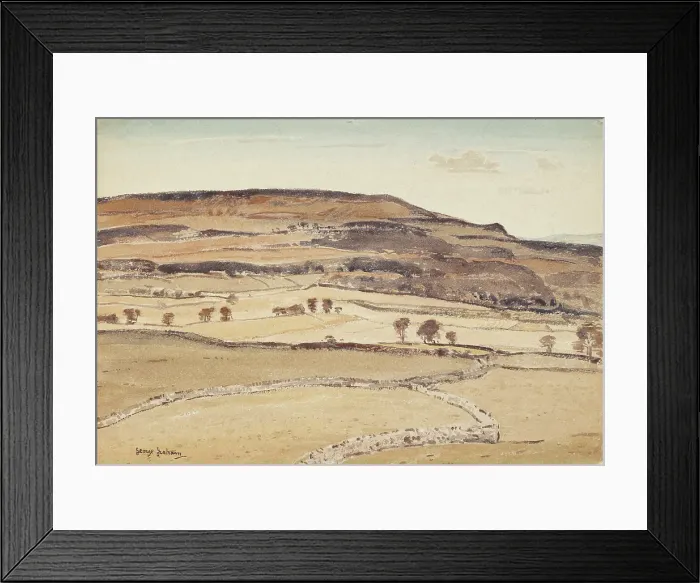 Framed Print : Landscape with Hills and Stone Fences, about 1930. Creator: George Graham