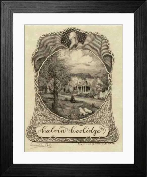 Framed Print : Book plate for Calvin Coolidge, c1900-1931. Creator: Timothy Cole Framed Print : Book plate for Calvin Coolidge, c1900-1931. Creator: Timothy Cole