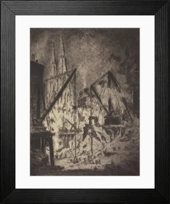 Framed Print : The Foundations at the Cathedral, 1923. Creator: Joseph Pennell Framed Print : The Foundations at the Cathedral, 1923. Creator: Joseph Pennell