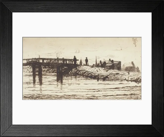 Framed Print : Canal and Bridge, c1880-1915. Creator: Thomas Entriken Hibben Framed Print : Canal and Bridge, c1880-1915. Creator: Thomas Entriken Hibben