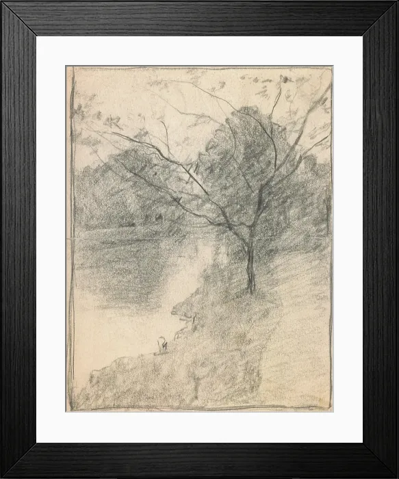 Framed Print : Tree Beside a Stream, c1871-1927. Creator: John Ottis Adams Framed Print : Tree Beside a Stream, c1871-1927. Creator: John Ottis Adams