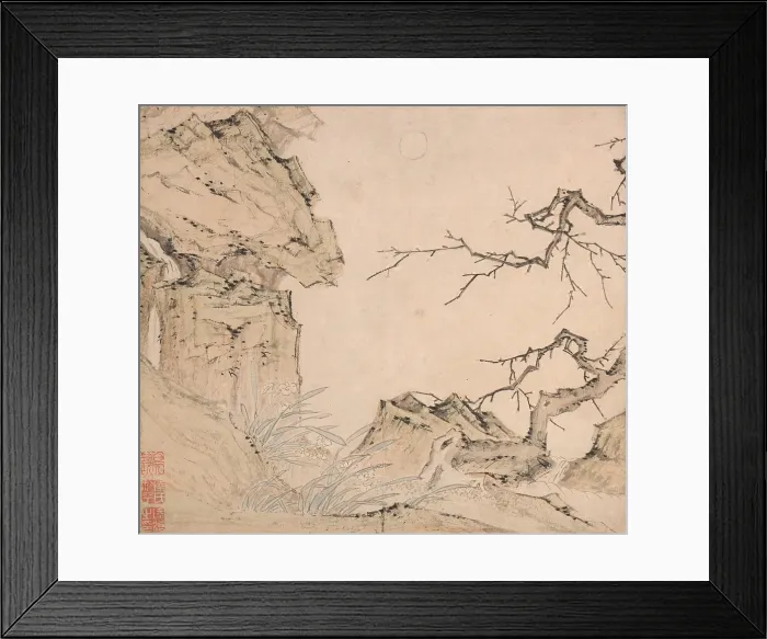 Framed Print : Narcissus, Plum Tree in a Landscape, c1520-1570. Creator: Lu Zhi Framed Print : Narcissus, Plum Tree in a Landscape, c1520-1570. Creator: Lu Zhi