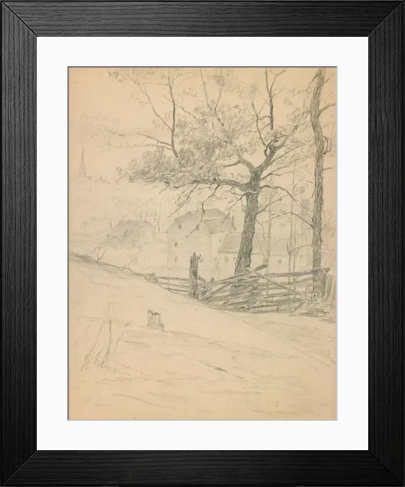 Framed Print : Study for The Old Mills at Brookville, 1900. Creator: John Ottis Adams Framed Print : Study for The Old Mills at Brookville, 1900. Creator: John Ottis Adams