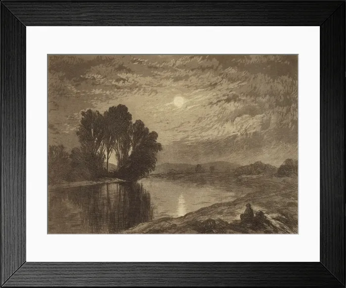 Framed Print : Moonlight on the Androscoggin, c1860-1920. Creator: John Henry Hill Framed Print : Moonlight on the Androscoggin, c1860-1920. Creator: John Henry Hill