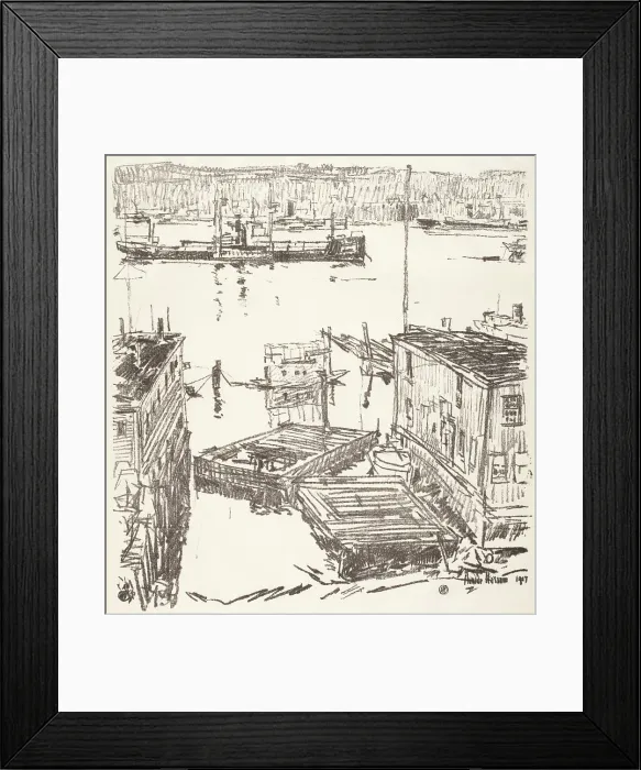 Framed Print : North River, 1917. Creator: Frederick Childe Hassam Framed Print : North River, 1917. Creator: Frederick Childe Hassam