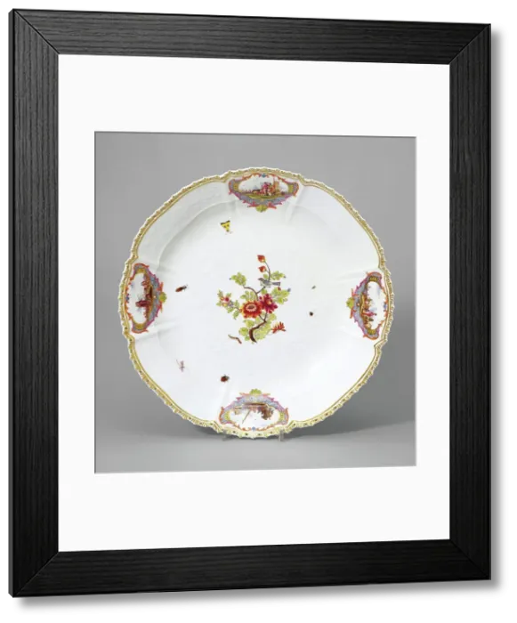 Framed Print : Plate, about 1741-1745. Creators: Johann Friedrich Eberlein, Meissen Porcelain Framed Print : Plate, about 1741-1745. Creators: Johann Friedrich Eberlein, Meissen Porcelain