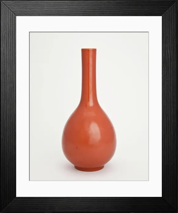 Framed Print : Tall coral-red vase, 1700-1799. Creator: Unknown Framed Print : Tall coral-red vase, 1700-1799. Creator: Unknown