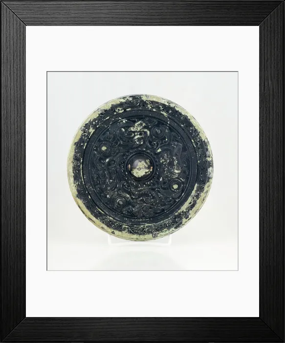 Framed Print : Mirror with dragon and tiger design, 0-199. Creator: Unknown Framed Print : Mirror with dragon and tiger design, 0-199. Creator: Unknown