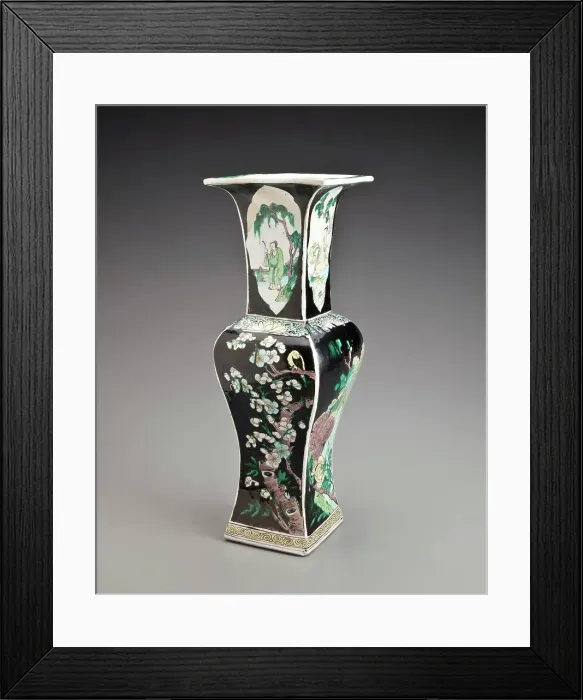 Framed Print : Black Hawthorne vase, 1662-1722. Creator: Unknown Framed Print : Black Hawthorne vase, 1662-1722. Creator: Unknown