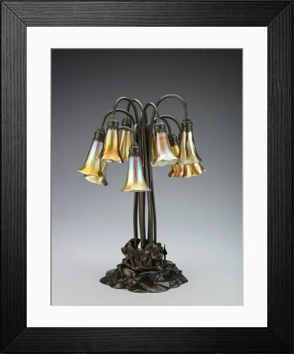 Framed Print : Ten-light pond lily lamp, after 1902. Creator: Tiffany Glass Framed Print : Ten-light pond lily lamp, after 1902. Creator: Tiffany Glass