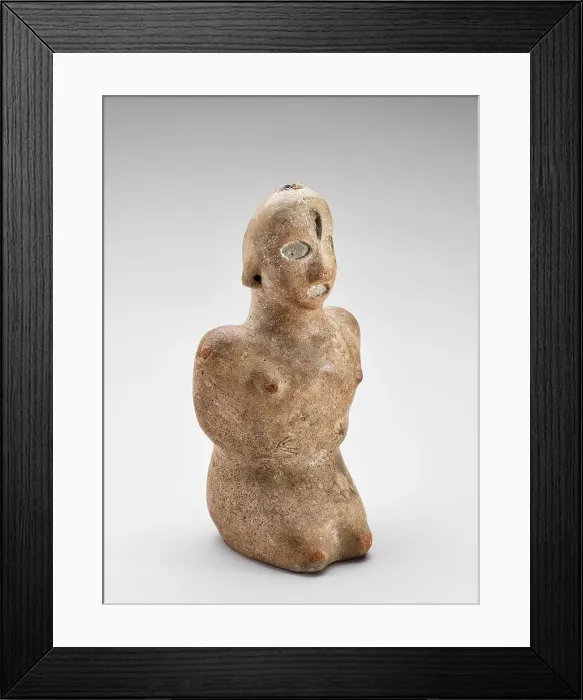 Framed Print : Effigy bottle (kneeling hunchbacked figure), 1200-1400. Creator: Unknown Framed Print : Effigy bottle (kneeling hunchbacked figure), 1200-1400. Creator: Unknown