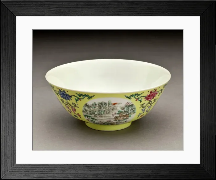 Framed Print : Bowl with landscape roundels, 1821-1850. Creator: Unknown Framed Print : Bowl with landscape roundels, 1821-1850. Creator: Unknown