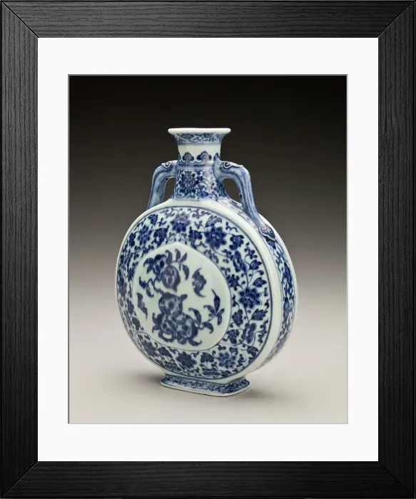 Framed Print : Canteen with peaches and bats design, 1736-1795. Creator: Unknown Framed Print : Canteen with peaches and bats design, 1736-1795. Creator: Unknown