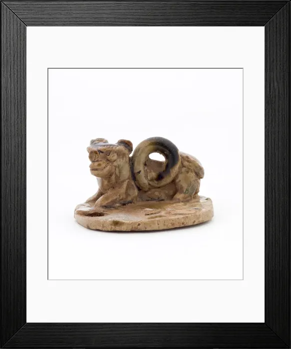 Framed Print : Two dogs with stand (one dog missing), Tang dynasty (618-907). Creator: Unknown Framed Print : Two dogs with stand (one dog missing), Tang dynasty (618-907). Creator: Unknown