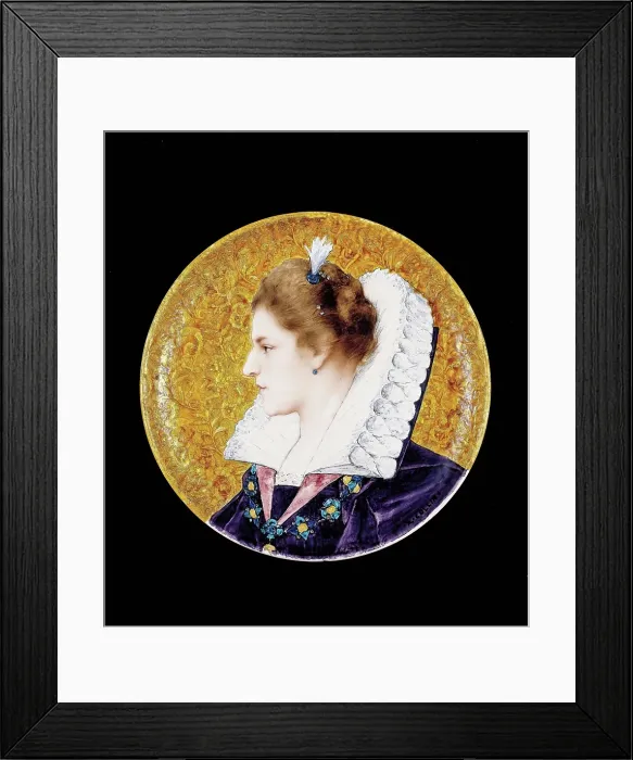 Framed Print : Plate with portrait of a French Renaissance Lady, about 1880. Creators: Joseph Theodore Deck, Raphael Collin Framed Print : Plate with portrait of a French Renaissance Lady, about 1880. Creators: Joseph Theodore Deck, Raphael Collin