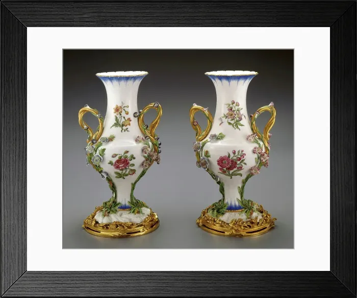 Framed Print : Vase Duplessis, vase about 1752, gilt bronze mount late 19th century. Creators: Jean-Claude Duplessis, Vincennes Porcelain Manufactory Framed Print : Vase Duplessis, vase about 1752, gilt bronze mount late 19th century. Creators: Jean-Claude Duplessis, Vincennes Porcelain Manufactory