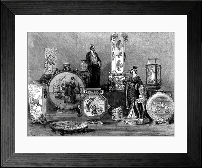 Framed Print : Worcester Japanese porcelain at the Vienna Exhibition, 1873. Creator: Unknown Framed Print : Worcester Japanese porcelain at the Vienna Exhibition, 1873. Creator: Unknown