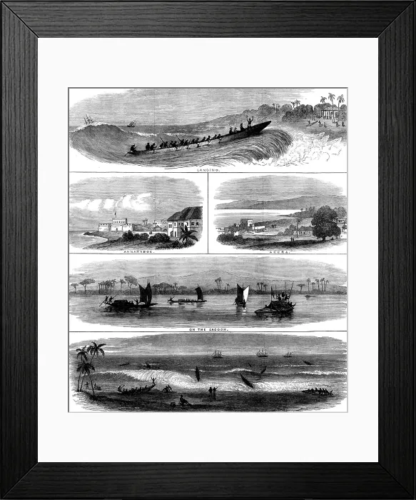 Framed Print : Sketches on the Gold Coast of Africa, 1873. Creator: Unknown Framed Print : Sketches on the Gold Coast of Africa, 1873. Creator: Unknown