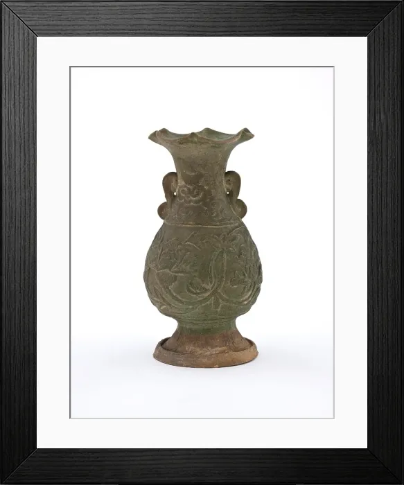 Framed Print : Vase with fluted mouth and molded floral design, early 1200s. Creator: Unknown Framed Print : Vase with fluted mouth and molded floral design, early 1200s. Creator: Unknown