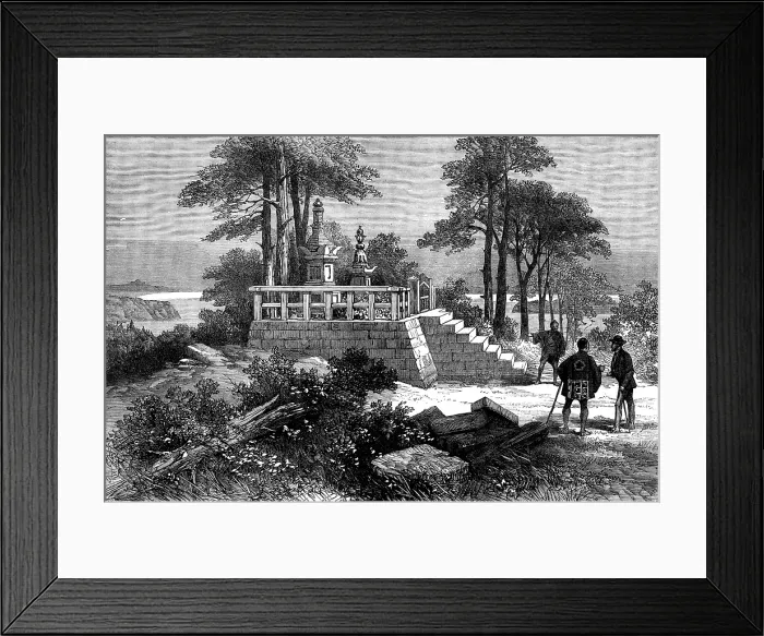 Framed Print : Sketches in Japan: the grave of Will Adams, near Yokoska, Japan, 1873. Creator: Unknown Framed Print : Sketches in Japan: the grave of Will Adams, near Yokoska, Japan, 1873. Creator: Unknown