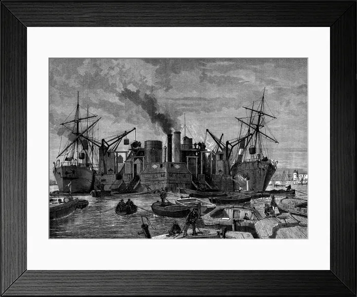 Framed Print : Screw colliers unloading in the Thames, 1873. Creator: Unknown Framed Print : Screw colliers unloading in the Thames, 1873. Creator: Unknown