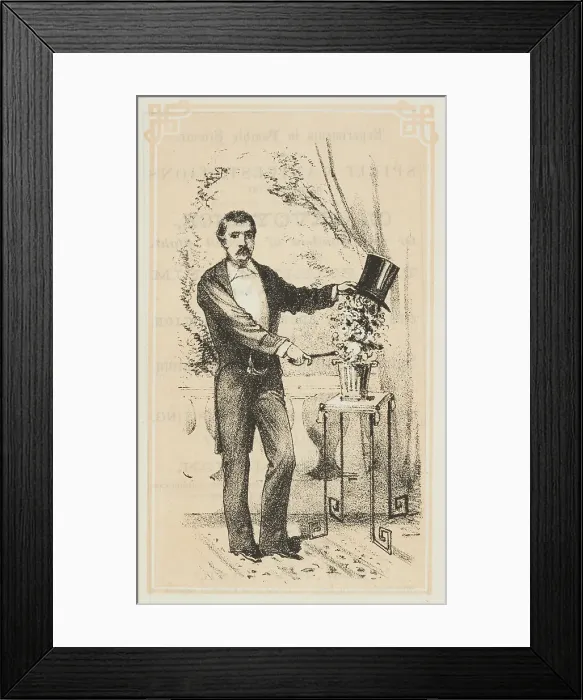 Framed Print : Dr. Lynn performs a magical illusion, 1870. Creator: Unknown Framed Print : Dr. Lynn performs a magical illusion, 1870. Creator: Unknown