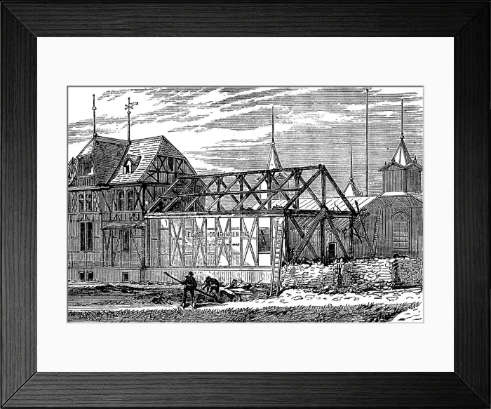 Framed Print : The Vienna Exhibition: Alsace-Lorraine buildings after the fire, 1873. Creator: Unknown Framed Print : The Vienna Exhibition: Alsace-Lorraine buildings after the fire, 1873. Creator: Unknown
