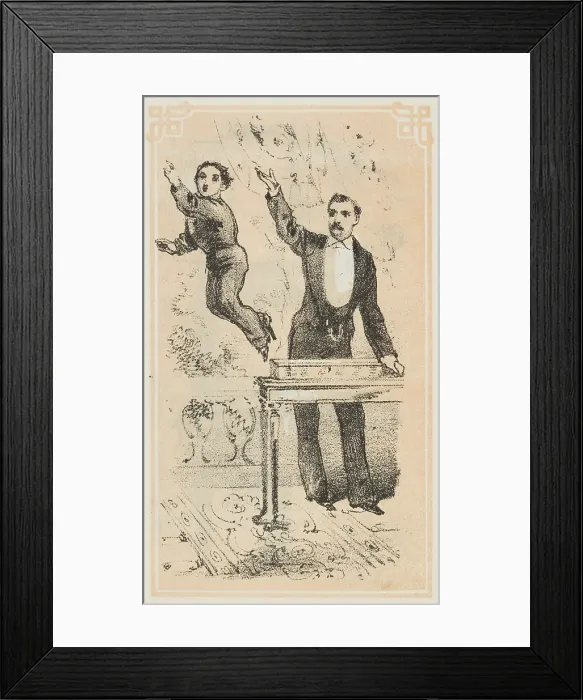 Framed Print : Dr. Lynn performs a magical illusion, 1870. Creator: Unknown Framed Print : Dr. Lynn performs a magical illusion, 1870. Creator: Unknown
