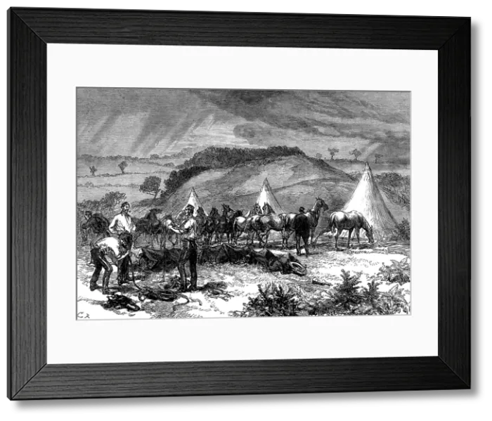 Framed Print : Cannock Chase Manoeuvres: camp of the Royal Engineers, Oak Edge Park, 1873. Creator: Unknown