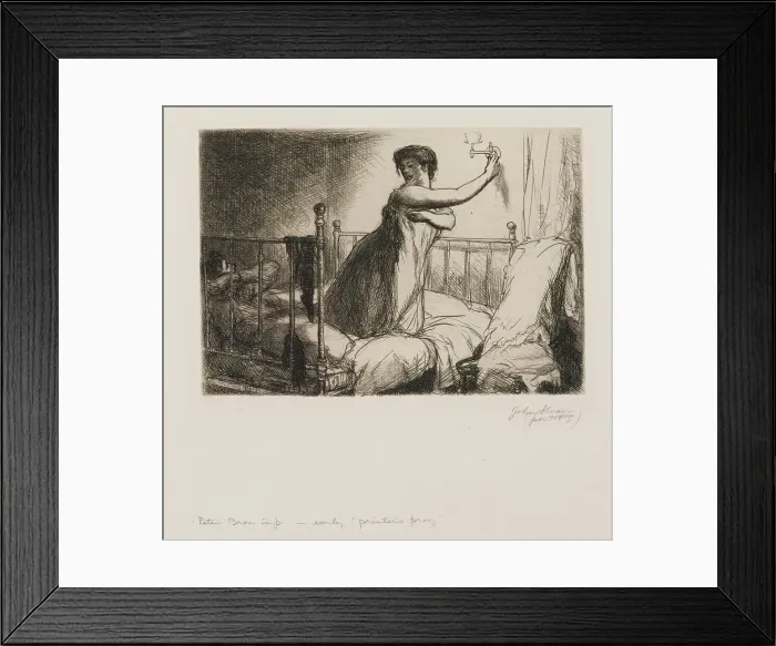 Framed Print : Turning Out the Light, 1905. Creator: John Sloan Framed Print : Turning Out the Light, 1905. Creator: John Sloan