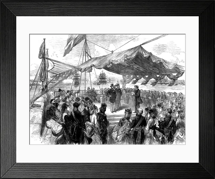 Framed Print : The Prince of Wales on the breakwater at Holyhead, opening the new harbour of refuge, 1873. Creator: Unknown Framed Print : The Prince of Wales on the breakwater at Holyhead, opening the new harbour of refuge, 1873. Creator: Unknown