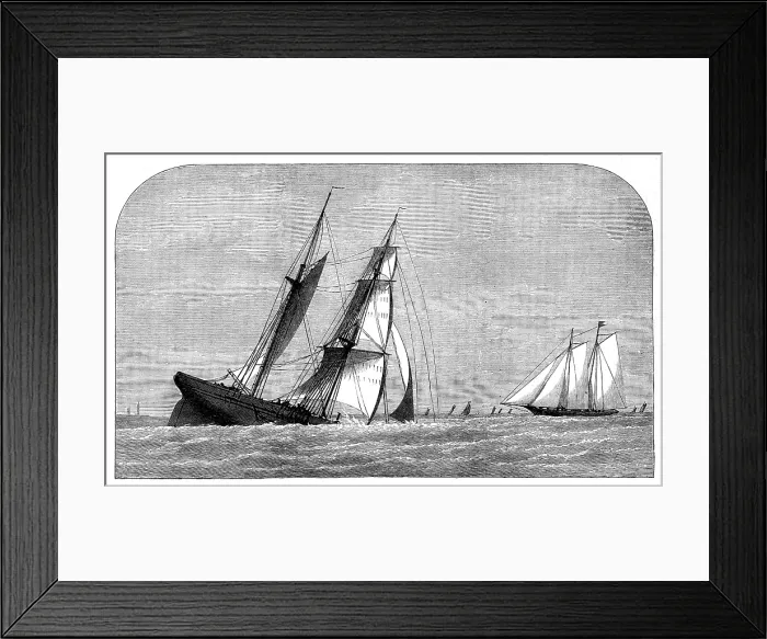 Framed Print : Sinking of a collier off Lowestoft - the yacht Violet at hand, 1873. Creator: Unknown