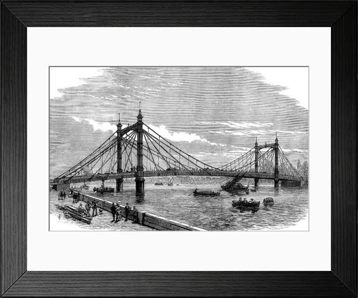 Framed Print : The Royal Albert Bridge, Chelsea, 1873. Creator: Unknown Framed Print : The Royal Albert Bridge, Chelsea, 1873. Creator: Unknown