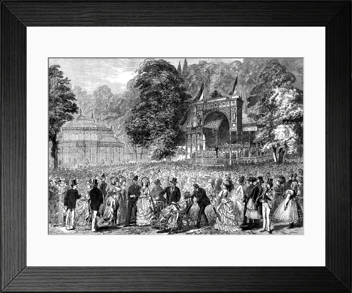 Framed Print : Afternoon concert in the park of the Vienna Exhibition, 1873. Creator: Unknown Framed Print : Afternoon concert in the park of the Vienna Exhibition, 1873. Creator: Unknown