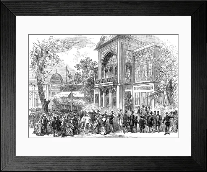 Framed Print : The Shah's Pavilion in the park of the Vienna Exhibition, 1873. Creator: Unknown. The Shah's Pavilion in the park of the Vienna Exhibition, 1873. Creator: Unknown Framed Print : The Shah's Pavilion in the park of the Vienna Exhibition, 1873. Creator: Unknown. The Shah's Pavilion in the park of the Vienna Exhibition, 1873. Creator: Unknown