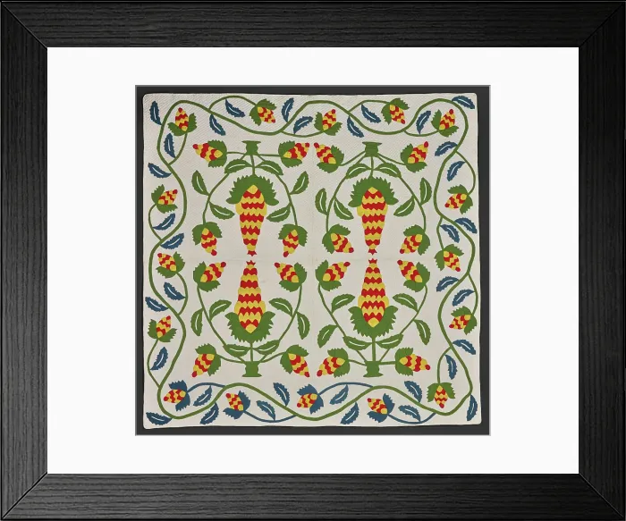 Framed Print : Quilt (Pineapple), about 1850. Creator: Unknown Framed Print : Quilt (Pineapple), about 1850. Creator: Unknown