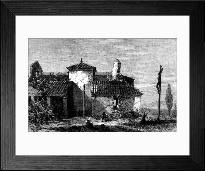 Framed Print : Earthquake near Venice: ruins of the Church of San Pietro di Feretto, 1873. Creator: Unknown Framed Print : Earthquake near Venice: ruins of the Church of San Pietro di Feretto, 1873. Creator: Unknown