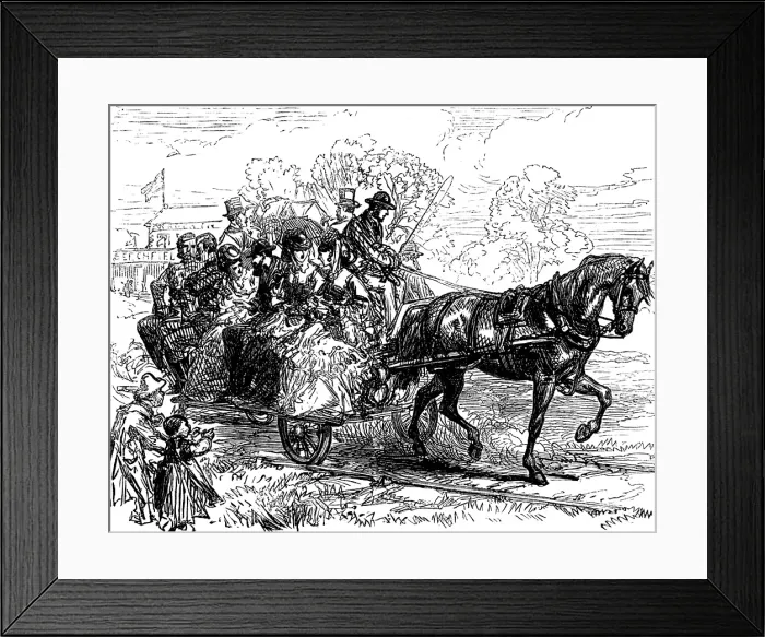 Framed Print : The Autumn Campaign on Dartmoor: tram car from the Rock to the 1st Division, 1873. Creator: Unknown Framed Print : The Autumn Campaign on Dartmoor: tram car from the Rock to the 1st Division, 1873. Creator: Unknown