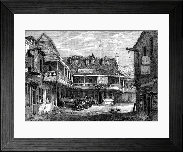 Framed Print : The Old Tabard Inn, Southwark, 1873. Creator: Unknown Framed Print : The Old Tabard Inn, Southwark, 1873. Creator: Unknown