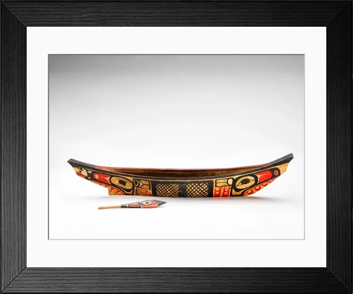 Framed Print : Model canoe with paddle, 1850-1886. Creator: Unknown Framed Print : Model canoe with paddle, 1850-1886. Creator: Unknown