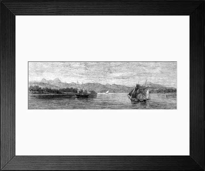 Framed Print : The East African Slave Trade: Lurio River, with the Picos Fragos, 1873. Creator: Unknown Framed Print : The East African Slave Trade: Lurio River, with the Picos Fragos, 1873. Creator: Unknown
