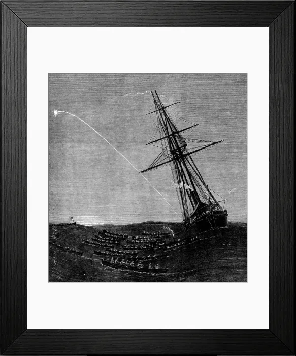 Framed Print : The Ashantee War: the decoy giving the signal for the boats to start for the attack on Elmina, 1873. Creator: Unknown Framed Print : The Ashantee War: the decoy giving the signal for the boats to start for the attack on Elmina, 1873. Creator: Unknown