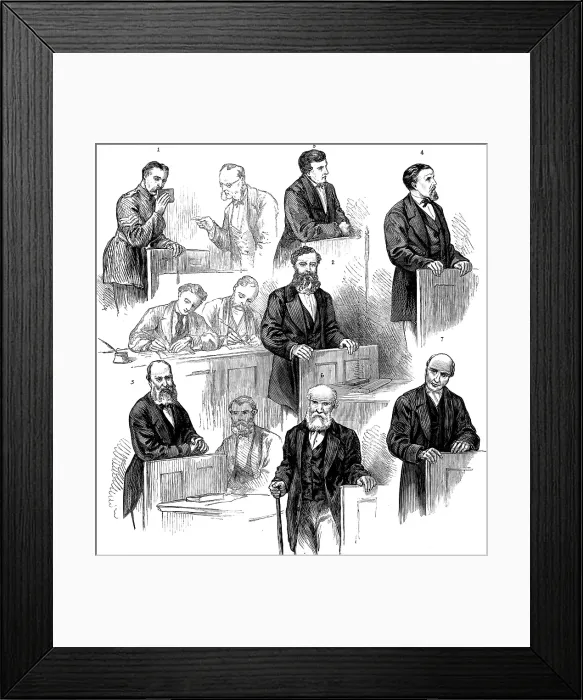 Framed Print : Trial of the Tichborne Claimant: witnesses for the defence, 1873. Creator: Unknown Framed Print : Trial of the Tichborne Claimant: witnesses for the defence, 1873. Creator: Unknown