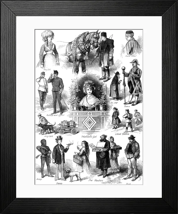 Framed Print : Sketches in Vienna: types of Viennese people, 1873. Creator: Unknown Framed Print : Sketches in Vienna: types of Viennese people, 1873. Creator: Unknown