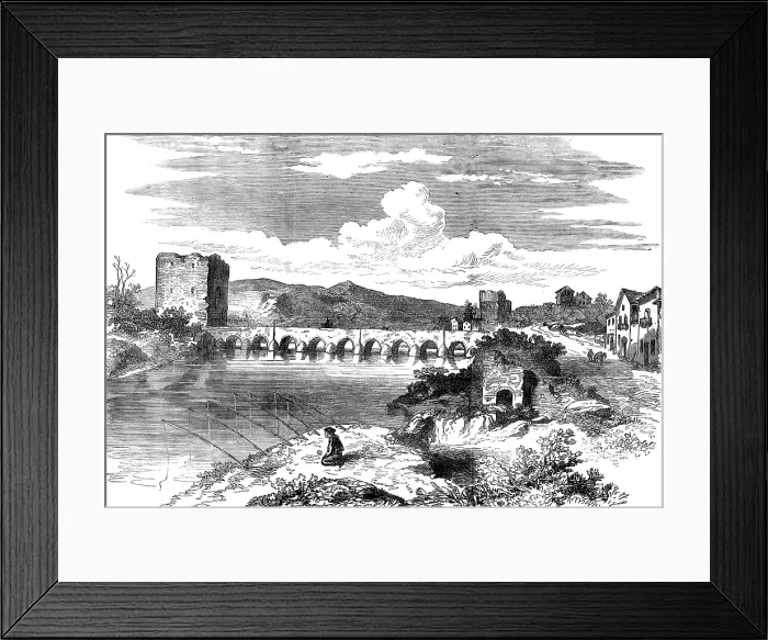 Framed Print : Sketches in Spain: the Old Bridge, Cordova, 1873. Creator: Unknown Framed Print : Sketches in Spain: the Old Bridge, Cordova, 1873. Creator: Unknown