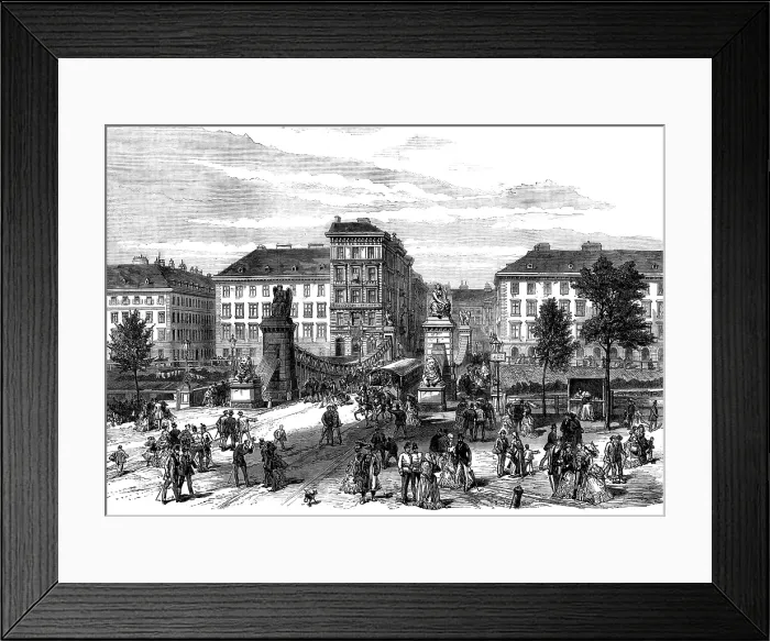 Framed Print : Sketches in Vienna: the Aspern Bridge, 1873. Creator: Unknown Framed Print : Sketches in Vienna: the Aspern Bridge, 1873. Creator: Unknown