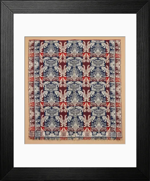 Framed Print : Bed Cover (Jacquard Coverlet), about 1850. Creator: Unknown Framed Print : Bed Cover (Jacquard Coverlet), about 1850. Creator: Unknown