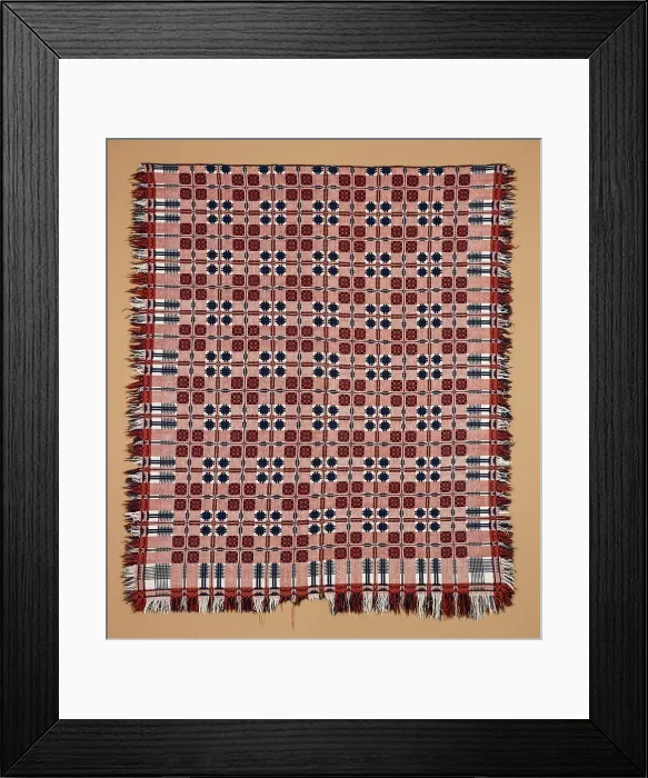 Framed Print : Bed Cover (Overshot Coverlet), 1825-1850. Creator: Unknown Framed Print : Bed Cover (Overshot Coverlet), 1825-1850. Creator: Unknown